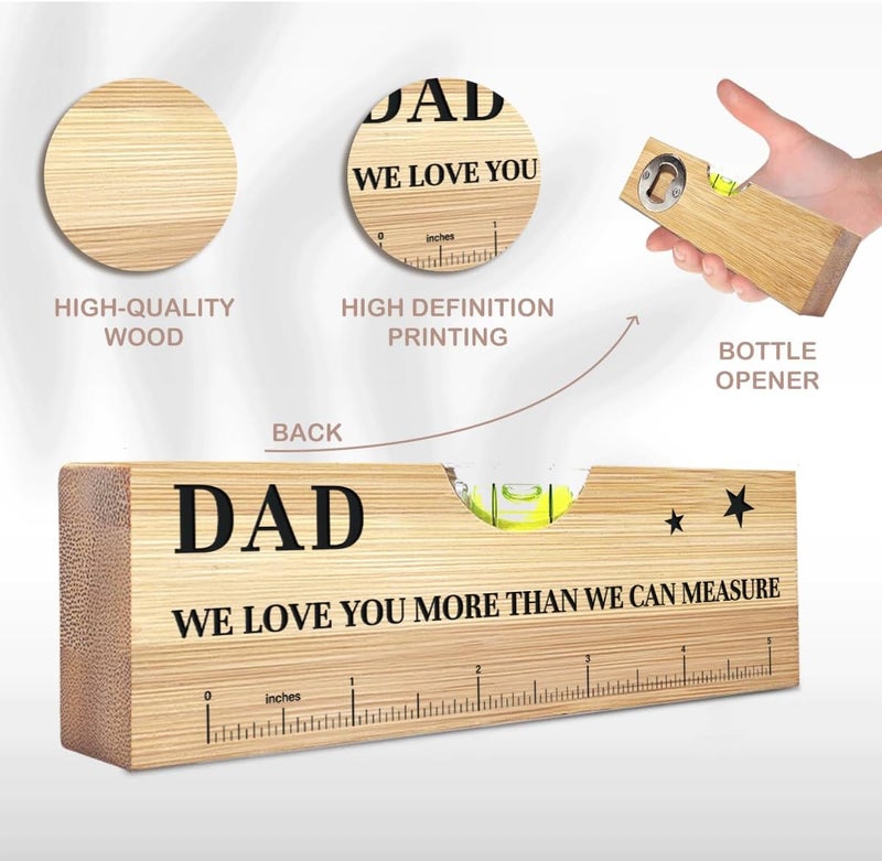 AACQQ Fathers Day Birthday Gifts for Dad from Daughter Son Wife Wooden Spirit Level Valentines Christmas Thank You Gifts Ideas for Daddy New Dad Papa Grandpa - Image 3
